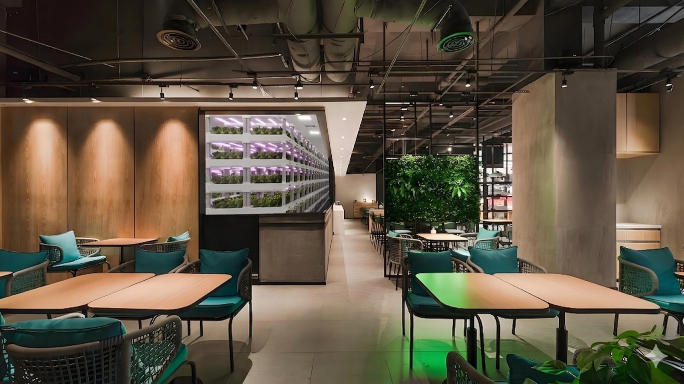Vertical farm in a corporate office atrium
