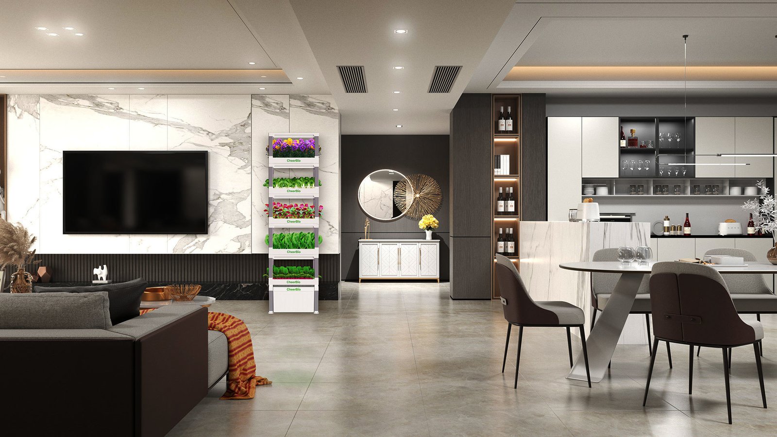 Smart indoor hydroponic systems in a modern home
